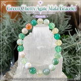 Mala Green Cherry Agate Bracelet With Velvet Pouch