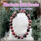 Mala Rhodonite Bracelet With Velvet Pouch