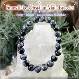 Mala Snowflake Obsidian Bracelet With Velvet Pouch