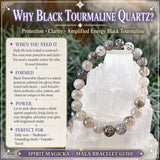 Mala Black Tourmaline Quartz Bracelet With Velvet Pouch
