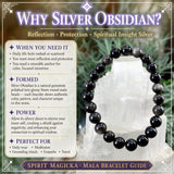 Mala Silver Obsidian Bracelet With Velvet Pouch
