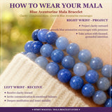 Mala Blue Aventurine Bracelet With Velvet Pouch