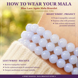 Mala Blue Lace Agate Bracelet With Velvet Pouch