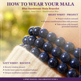 Mala Blue Sandstone Bracelet With Velvet Pouch
