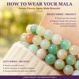Mala Green Cherry Agate Bracelet With Velvet Pouch