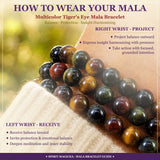 Mala Multicolor Tiger's Eye Bracelet With Velvet Pouch