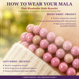 Mala Pink Rhodonite Bracelet With Velvet Pouch