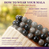 Mala Silver Obsidian Bracelet With Velvet Pouch