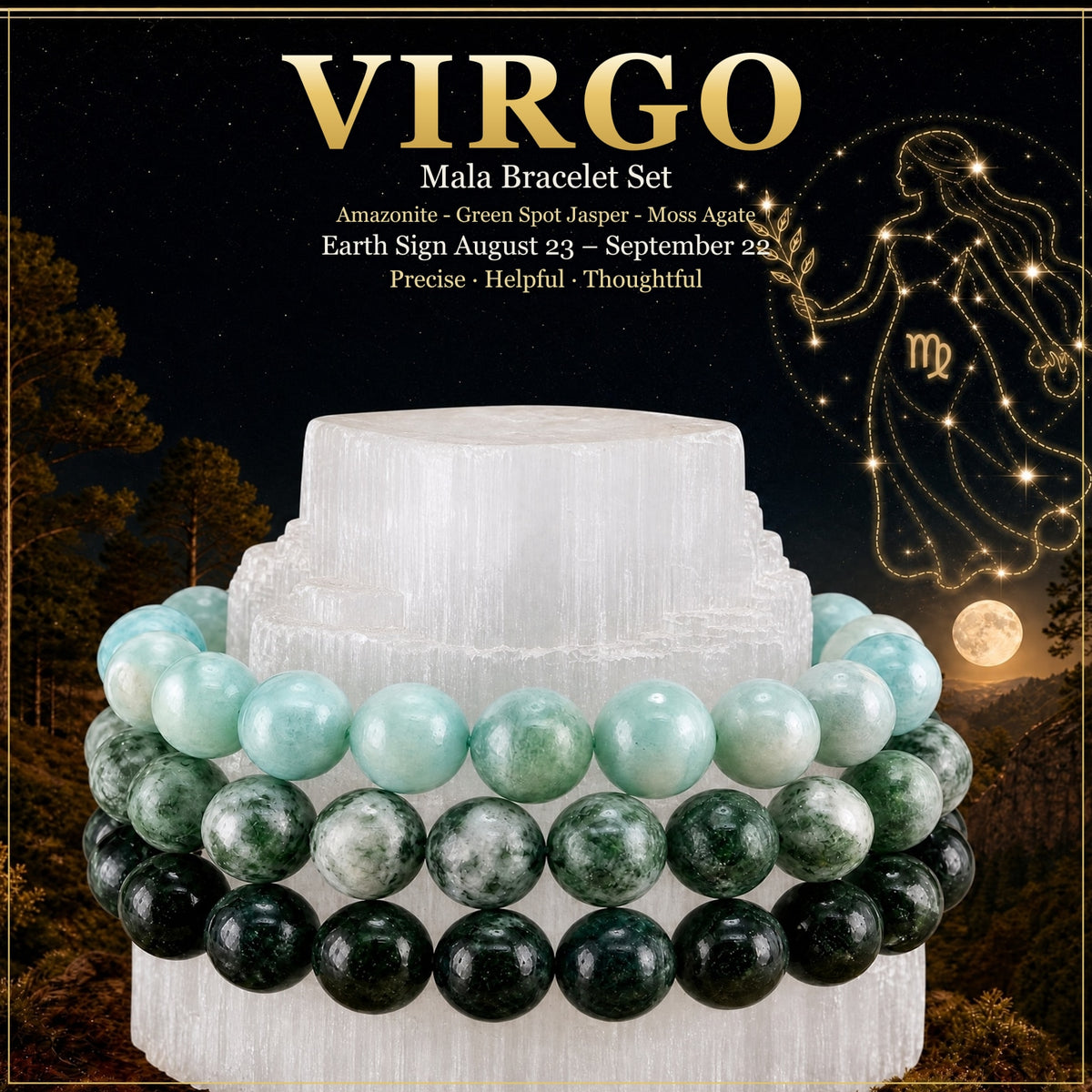 ♍ Başak - 23 Ağustos - 22 Eylül - Burç Astroloji Kristal Bileklik Seti