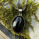 Obsidian Necklace - Mala - Point -Divine Strength Trio