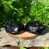 Crystal Animal Spirit Totems: Black Protection Agate Sleeping Cat