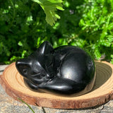 Crystal Animal Spirit Totems: Black Protection Agate Sleeping Cat