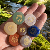 7-Chakra Engraved Crystal Stone Set
