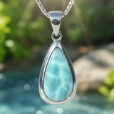 Larimar Teardrop Pendant Necklace
