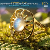SUMMER 60% OFF SALE Moonstone & Gold Solar Glow Ring