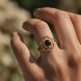 Black Onyx & Gold Solar Power Ring