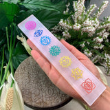 ARRON PRICING - Selenite Chakra Charging Plate + 7 Mini Gemstones - wand